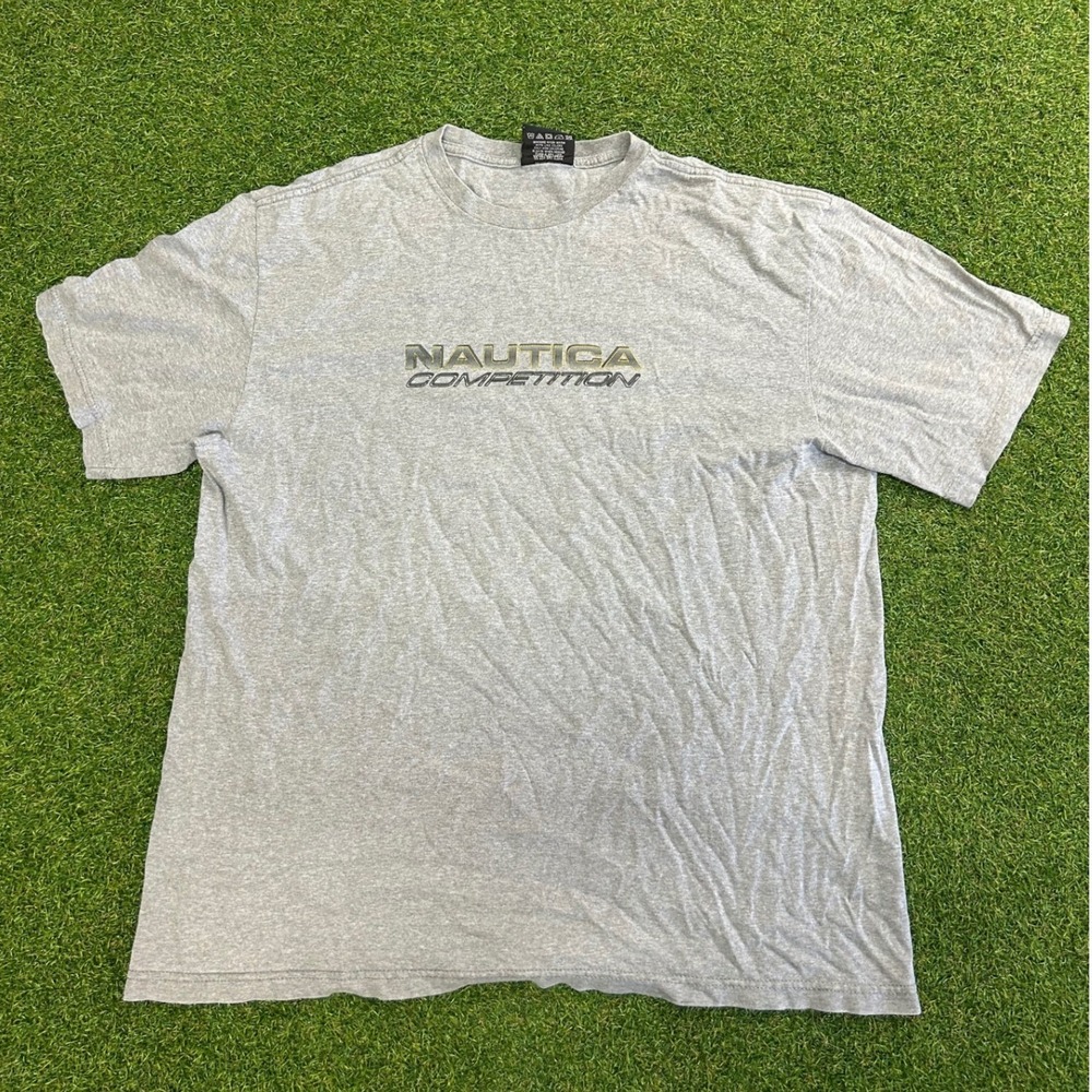 Nautica Competition Mens Gray Short Sleeve Graphic T-Shirt Size M Made in USA